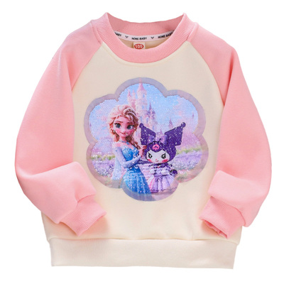 女童纯棉加绒变色卫衣