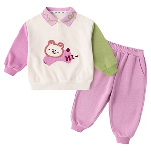 嘟嘟家儿童套装春季男童POLO卫衣宝宝裤子两件套女童卡通衣服春秋