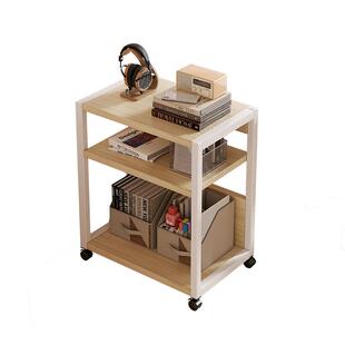 电脑桌旁置物架落地办公室桌下文件收纳整理工位多层移动主机托架