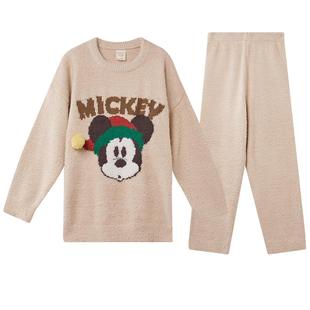 Gukoo果壳情侣睡衣秋冬新款迪士尼女士防静电半边绒睡衣男家居服D