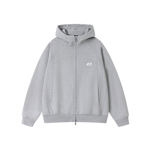 FORNINES双拉链重磅微短款刺绣开衫卫衣男女潮牌连帽高领春季外套