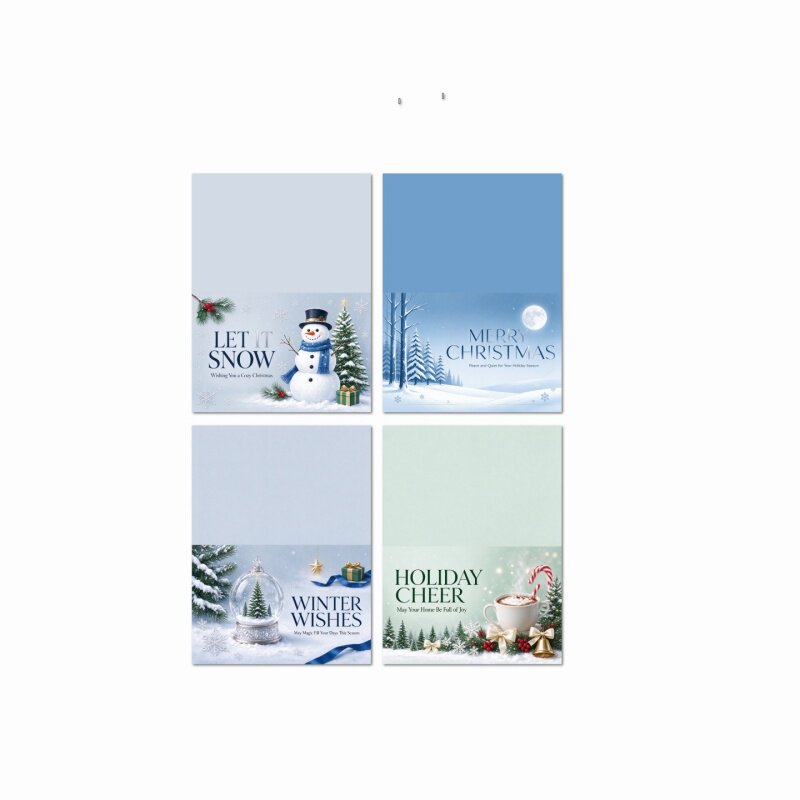 原创圣诞节贺卡8张/套冬季雪景