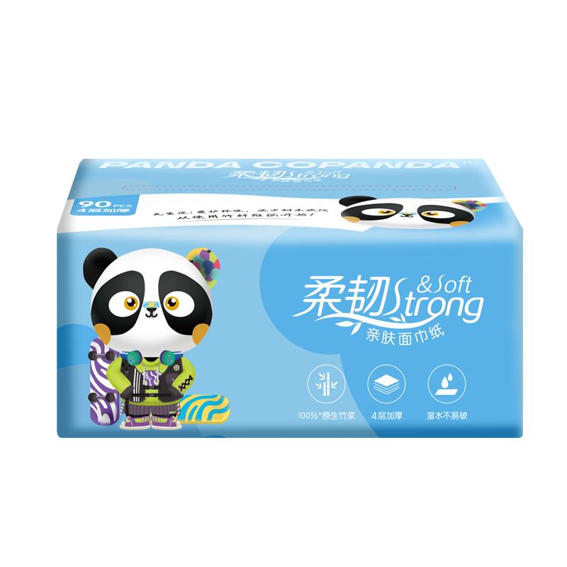 PANDA COPANDA抽纸家用实惠装纸巾擦手卫生纸母婴可用4层90抽3包