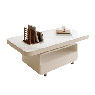 客厅家用可移动岩板茶几2025新款高级感小户型钢化玻璃茶几小桌子