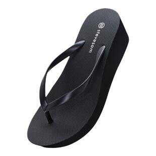 Stevesam 6厘米增高跟人字拖女夏外穿厚底坡跟沙滩防滑夹脚凉拖鞋