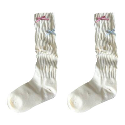 彩色蝴蝶结多巴胺小腿堆堆袜