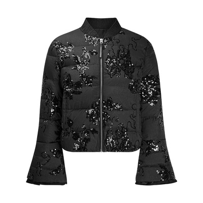 繁花秘境喇叭袖口鹅绒羽绒服