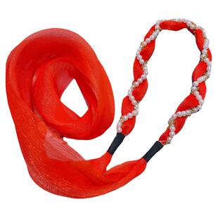 亲子时尚洋气丝带碎花飘带编发箍田园小清新珍珠水钻麻花辫子发带