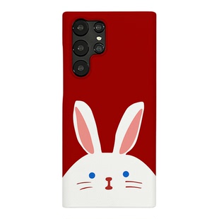 红兔子手机壳用三星S25ultra手机壳红色s24/s23/s22note20ultra半包硬壳韩国涂层菲林个性创意新款