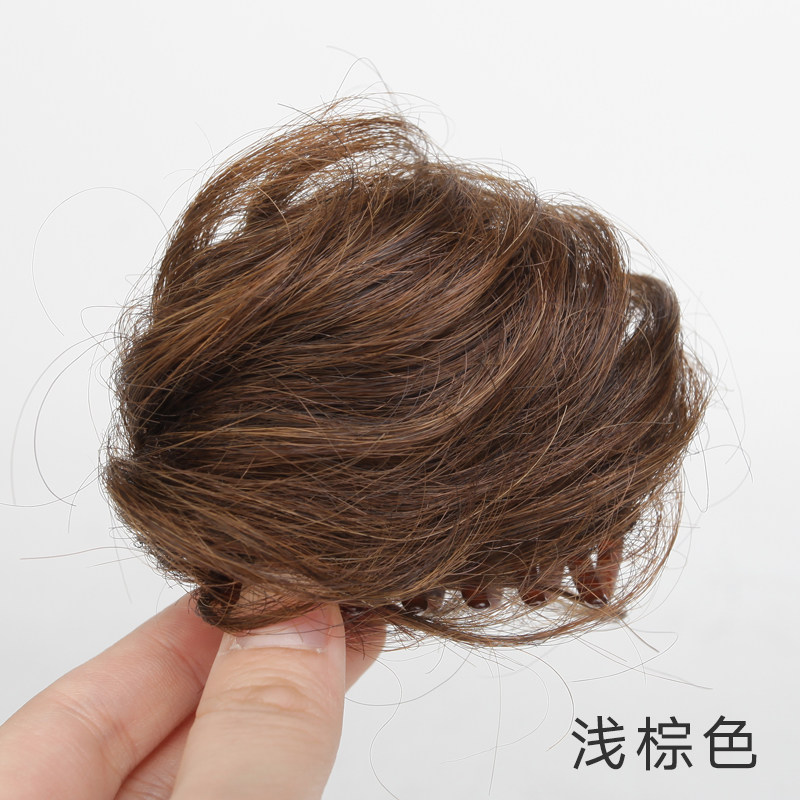 抓夹假发丸子头发圈抓夹花苞懒人半丸子真发蓬松自然盘发器假发包