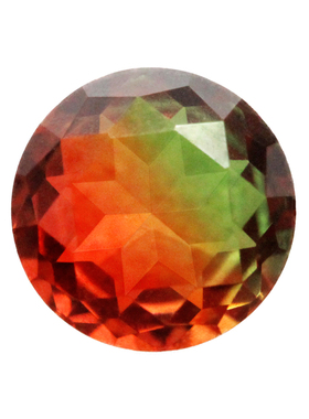 圆形合成西瓜碧玺红绿色渐变裸石 玻璃散珠戒面镶嵌戒指主石BX03