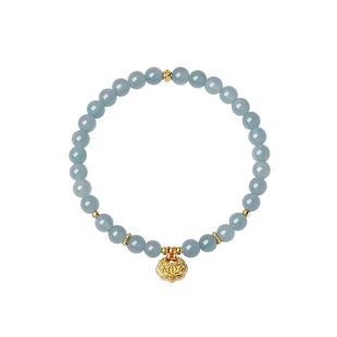 宫里上新蓝水翡翠手串女天然冰种玉手链纯银长生锁生日礼物送妈妈