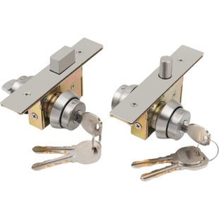 铝合金门锁木门隐形地插锁带钥匙双面锁肯德基门锁有框玻璃门地锁