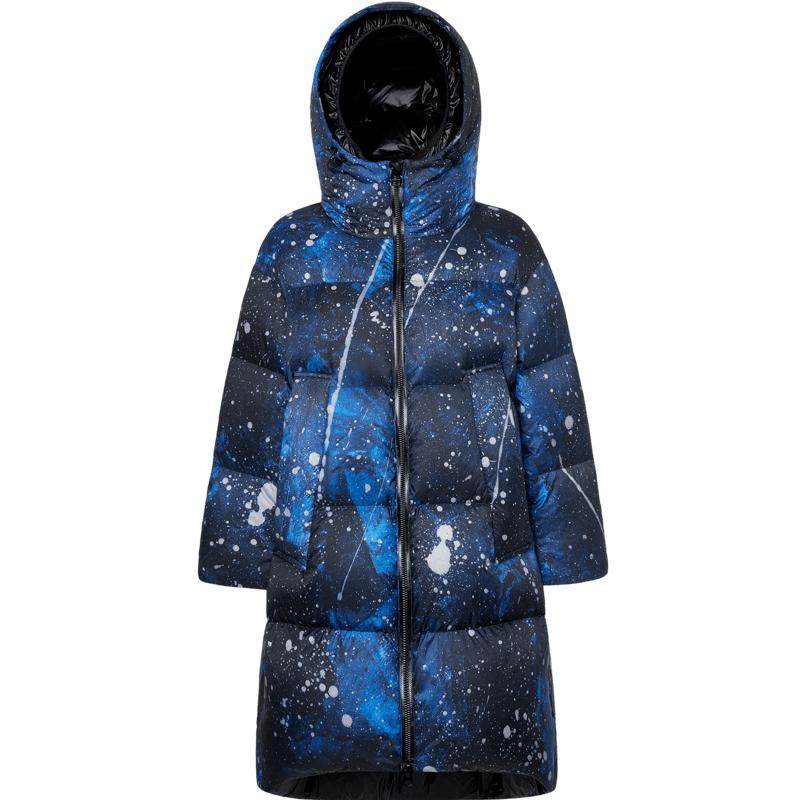 女连帽长款星空羽绒波司登秀款