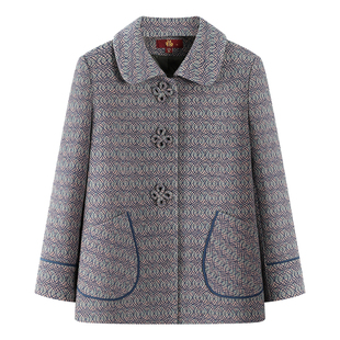 老年人秋装外套女中老年人妈妈春秋装上衣奶奶翻领外穿褂子老太太