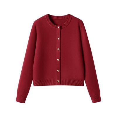 班尼路S&K系小香风针织开衫外套女2025新款秋冬日常出勤白色毛衣Q