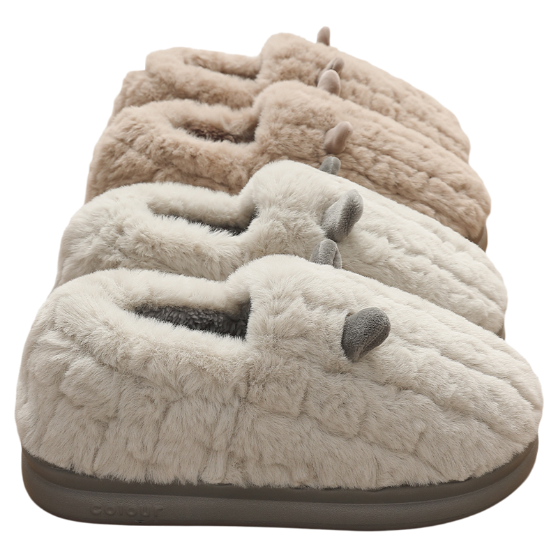 红豆踩屎感棉拖鞋男士冬季2025新款室内居家包跟加绒保暖棉鞋男款