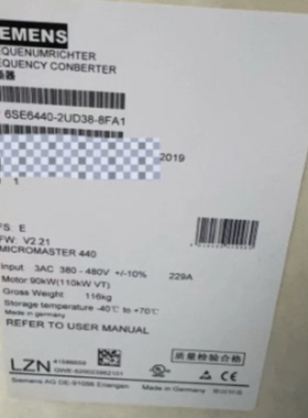 议价6SE6440-2UD38-8FA1西门子M440变频器90/110KW 6SE64402UD388