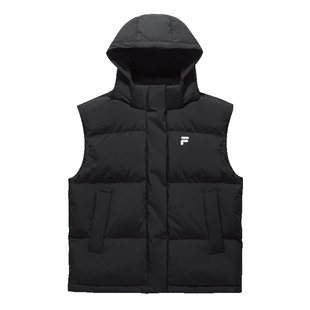 FILA FUSION斐乐潮牌女子羽绒马甲2025冬新款时尚休闲连帽外套