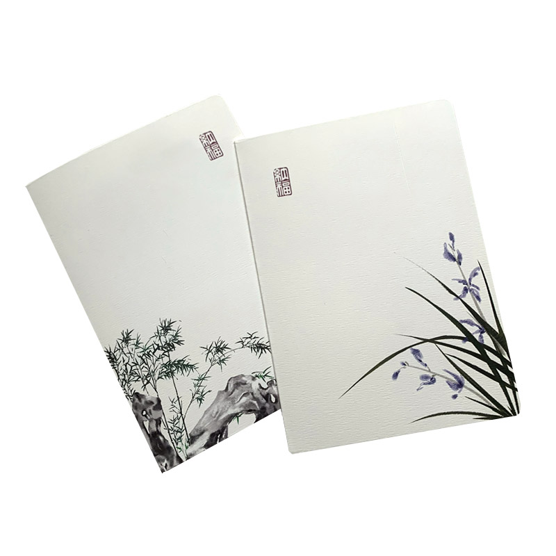 古风贺卡 中秋节纳福中国风桃花兰花竹子 高端订做可定制公司LOGO