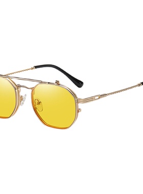 欧美方形框双层翻盖多功能太阳镜