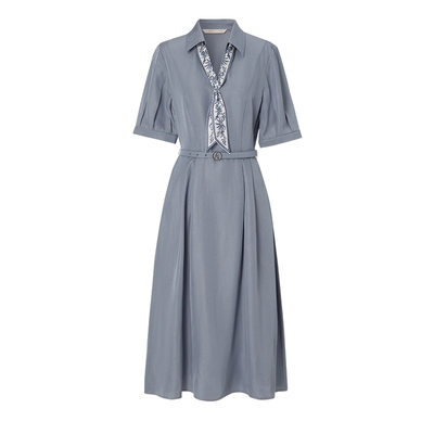 歌莉娅春季法式天丝醋酸连衣裙女