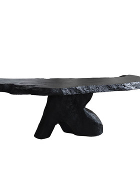 侘寂风实木茶桌黑色炭化