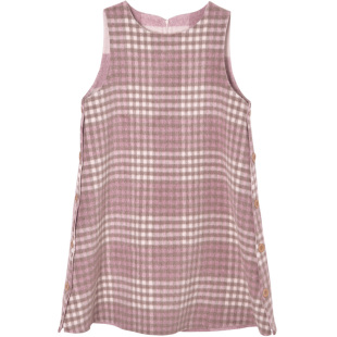 格子大衣双面羊毛呢外套中长款无袖连衣裙女秋冬宽松背心裙小个子