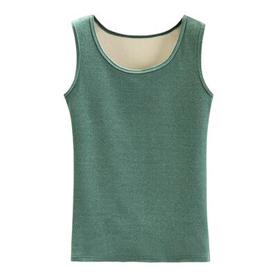 德绒背心女秋冬加绒加厚圆领