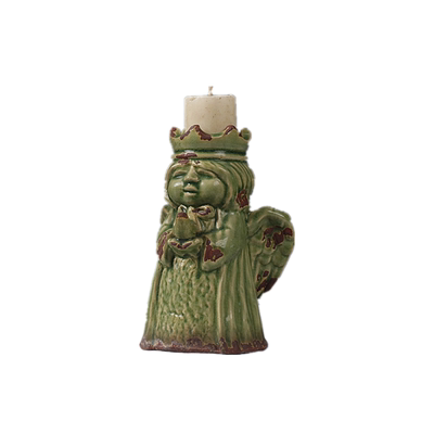 美式复古陶瓷浮雕蜡烛烛台