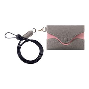 花虎日式风格真皮小包男女士简约便捷挂脖名片夹卡包证件随身收纳