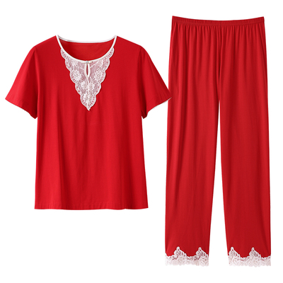 莫代尔短袖棉绸本命年新娘家居服