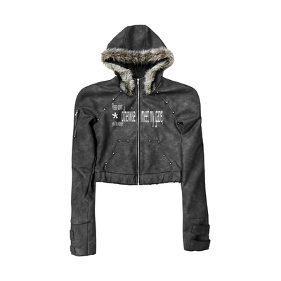 【赠运费险】亚文化连帽皮衣