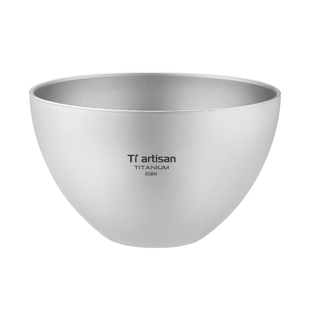 钛工匠纯钛双层碗户外露营饭碗家用大容量汤碗防烫钛碗便携钛餐具