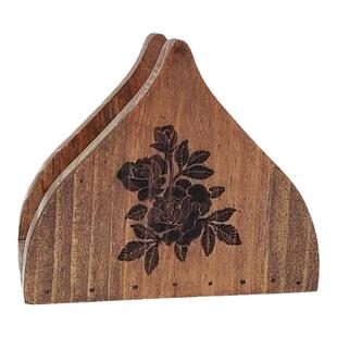 北欧实木桌面花瓣形纸巾架子厨房餐厅餐巾纸收纳架托创意复古纸夹