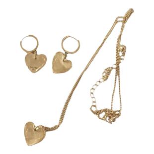 RTEP inghwajang同款韩国salted哑光金爱心复古星星做旧项链耳环