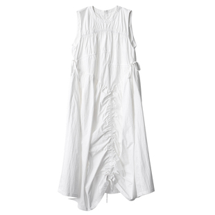 inkday日系轻复古不规则抽褶背心裙女 宽松大裙摆连衣裙春季新款