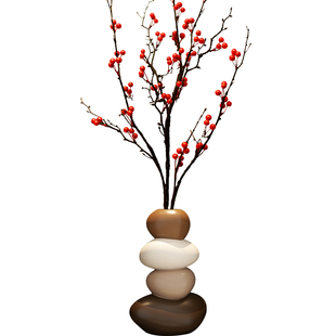 石来运转花瓶摆件新中式客厅壁龛玄关柜电视柜装饰品乔迁新居礼物