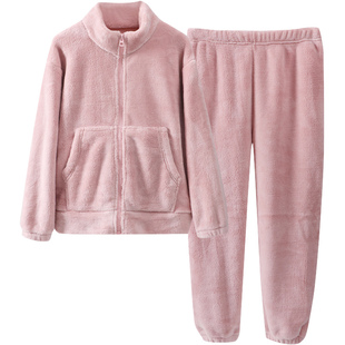 儿童摇粒绒套装春秋款女童家居服睡衣大童冬季珊瑚绒暖暖亲子套装