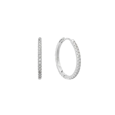 韩国verte925银仿钻镶嵌大号耳圈