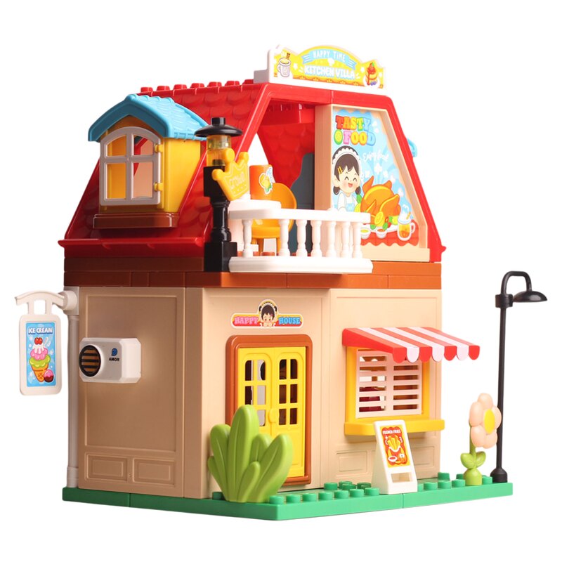 大颗粒积木玩具城堡厨房小屋