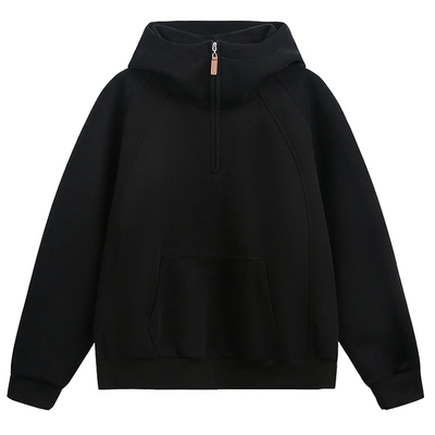 美式半高领设计连帽卫衣