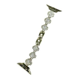 QALUO新款满钻四叶草锆石表带适用apple watchS11/S10代表带iwatch9苹果手表se87654代金属表带41/45mm高级女