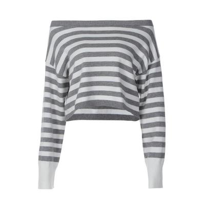 慵懒风条纹印花针织上衣短裤套装