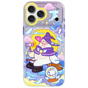 魔法飞天小巫师*o*极光士多巨猩原创适用苹果17Promax亮面MagSafe插画磁吸手机壳iPhone16pm保护套手机套