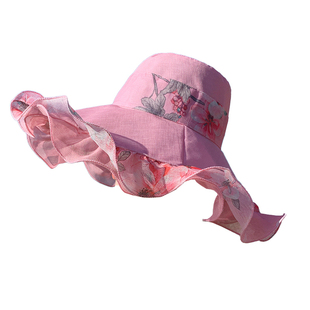 太阳帽子女夏季凉帽遮阳防晒帽大檐防紫外线户外新款碎花朵沙滩帽