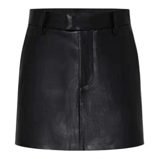 [素岚同款]正品裙裤2025秋新品染整素皮高腰A字短裤MBE3SOT014