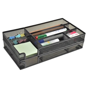 包邮金属文件架收纳筐铁丝网收纳盒时尚整理桌面笔筒便笺新文具学