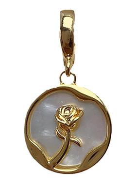 可拆卸万能扣吊坠白贝玫瑰花