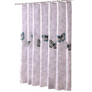 浴帘加厚免打孔套装涤纶防水防霉卫生间浴室隔断帘窗帘布挂帘门帘